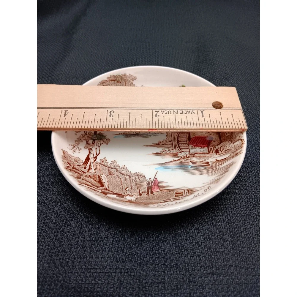 Johnson Bros England Water Mill‎ Plate Small Decorative Dish Brown Transferware